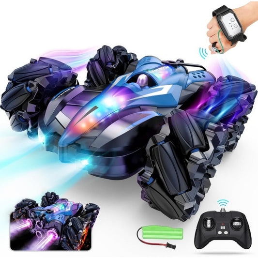 2-in-1 Remote & Gesture Control Stunt Car with Mist Spray and LED Light Show
