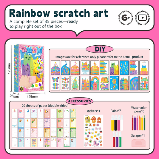 Eptchn Creative Rainbow Scratch Art Set For Kids Gift