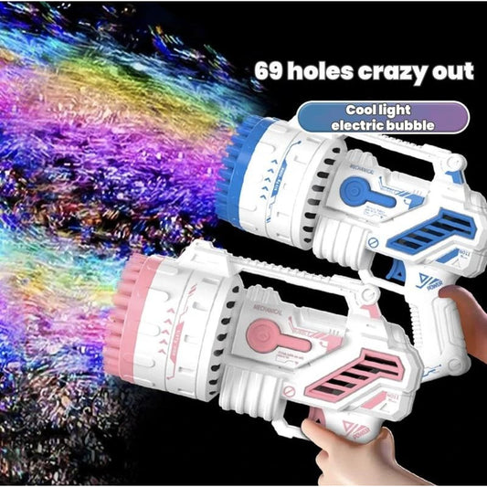 LED Bubble Blaster – 69-Hole Light-Up Machine with USB Recharge