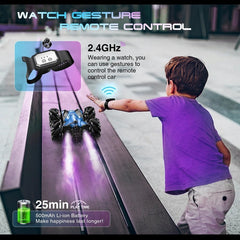 2-in-1 Remote & Gesture Control Stunt Car with Mist Spray and LED Light Show