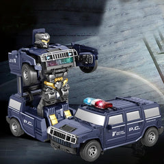 Transforming Police Car Robot Toy with LED Lights and Music