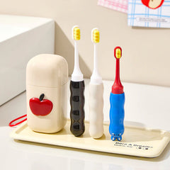 Kids’ Travel Toothbrush Set – 3-in-1 Stackable Cups with Animal Handle Brushes