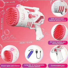 LED Bubble Blaster – 69-Hole Light-Up Machine with USB Recharge