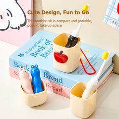 Kids’ Travel Toothbrush Set – 3-in-1 Stackable Cups with Animal Handle Brushes