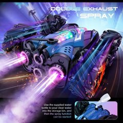 2-in-1 Remote & Gesture Control Stunt Car with Mist Spray and LED Light Show