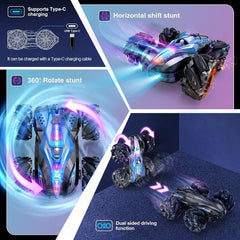 2-in-1 Remote & Gesture Control Stunt Car with Mist Spray and LED Light Show
