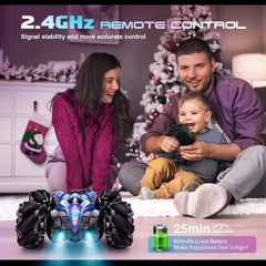2-in-1 Remote & Gesture Control Stunt Car with Mist Spray and LED Light Show